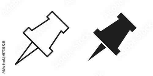 Thumbtack icons on white background - editable stroke vector illustration for web and mobile