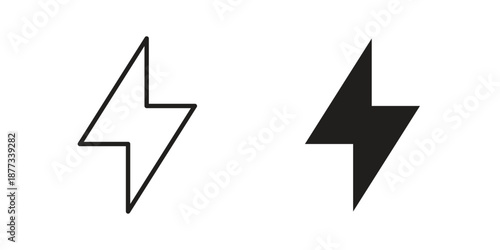 Thunder bolt icons on white background - editable stroke vector illustration for web and mobile