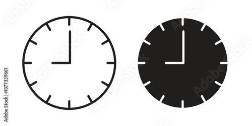 Time clock icons on white background - editable stroke vector illustration for web and mobile