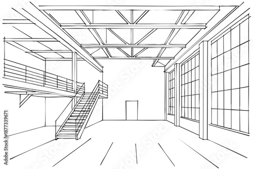 sketch of interior hall illustration