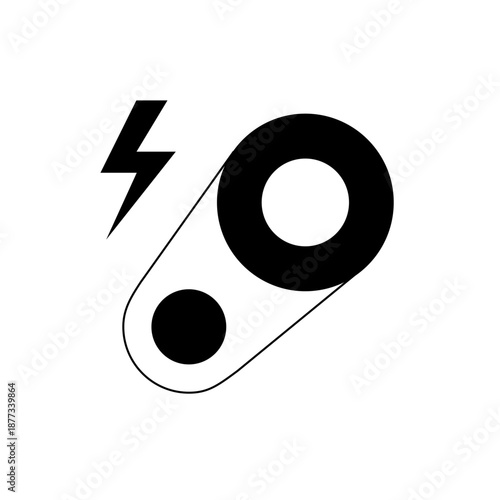 A vector graphic illustration of a battery icon with a lightning bolt symbolizing energy and power