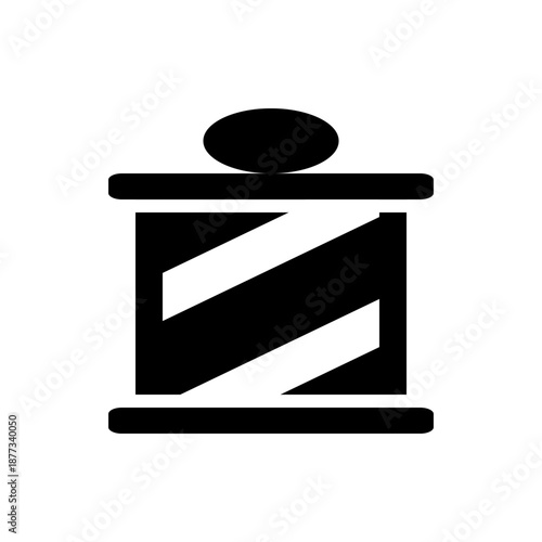 A minimalist black and white vector graphic icon of a barber pole
