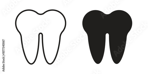 Tooth icons on white background - editable stroke vector illustration for web and mobile