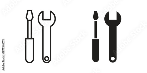 Tools and Service icons on white background - editable stroke vector illustration for web and mobile