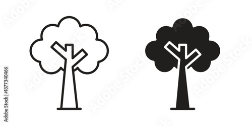 Tree icons on white background - editable stroke vector illustration for web and mobile