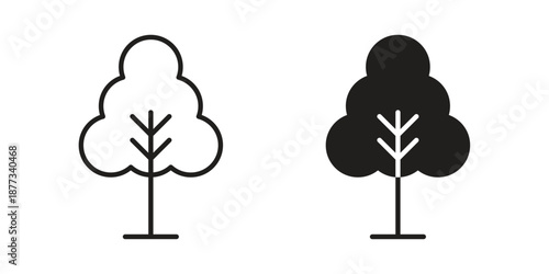 Tree free icons on white background - editable stroke vector illustration for web and mobile