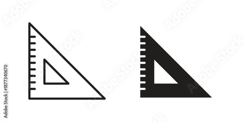Triangle ruler icons on white background - editable stroke vector illustration for web and mobile