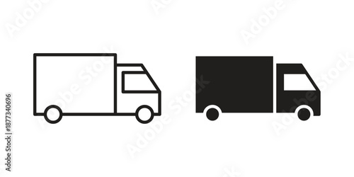 Truck icons on white background - editable stroke vector illustration for web and mobile