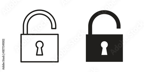 Unlock icons on white background - editable stroke vector illustration for web and mobile