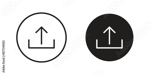Upload icons on white background - editable stroke vector illustration for web and mobile