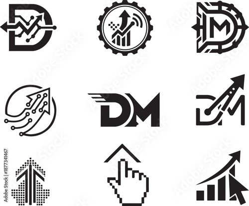 set of digital marketing logos 