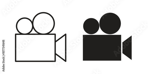 Video camera icons on white background - editable stroke vector illustration for web and mobile