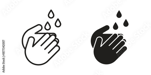 Wash your hands icons on white background - editable stroke vector illustration for web and mobile