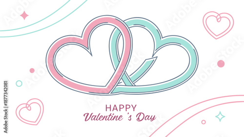Happy Valentine's Day intertwined heart design with festive colors