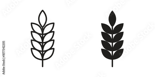 Wheat icons on white background - editable stroke vector illustration for web and mobile