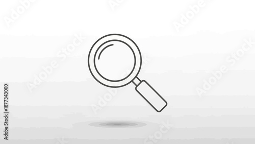 Simple Black Line Drawing of Magnifying Glass.