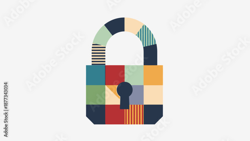 Colorful Lock Icon with Keyhole Details.