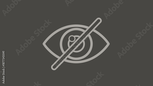 Simple Line Art Eye with Prohibition Symbol.