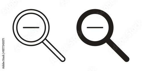 Zoom out icons on white background - editable stroke vector illustration for web and mobile