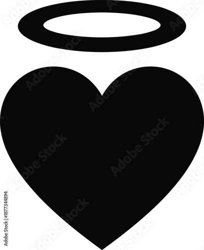 Black heart with halo symbol white