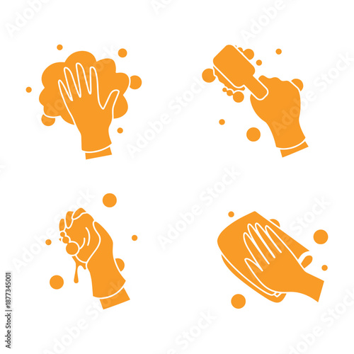 Surface wiping glyph icons set