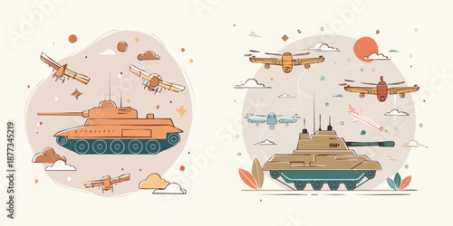 Vector illustration of a modern warfare