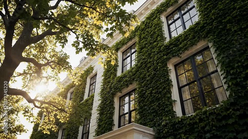 Wallpaper Mural Sunlit Ivy Covered Building Framed By Glowing Trees. Torontodigital.ca