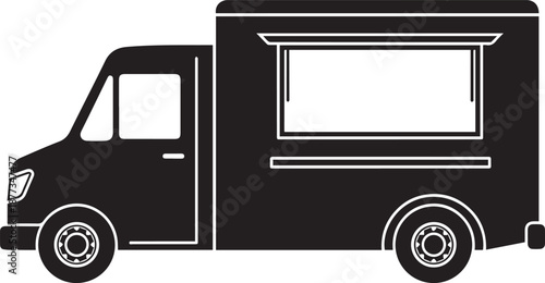 Food Truck Silhouette vector black on a white background