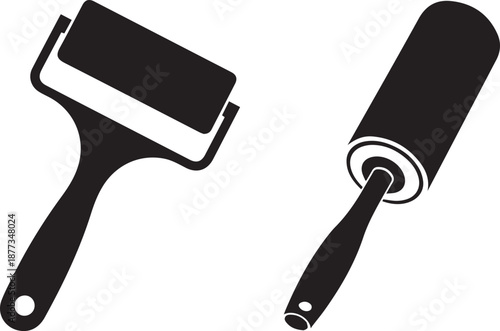Lint roller tool Silhouette vector black on a white background