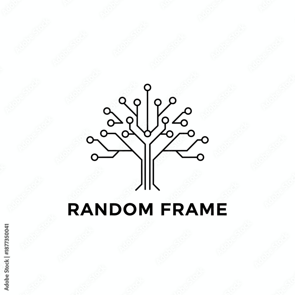 Obraz premium Digital Circuit Tree Tech Logo Design