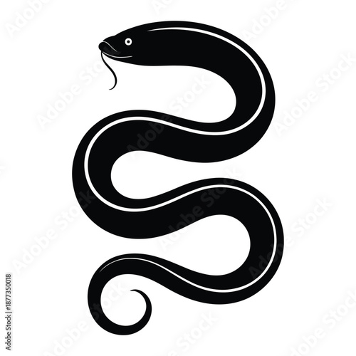 Eel coiled in spiral Vector, Silhouette, Illustration