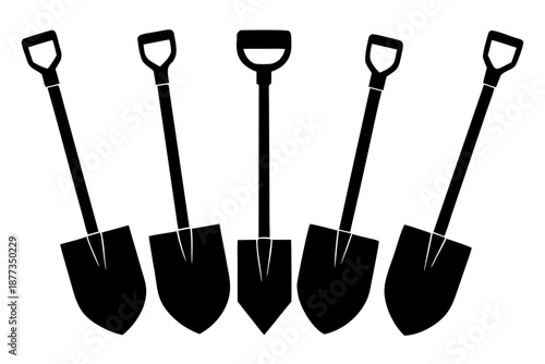 Shovel icon vector, Garden shovel silhouette vector