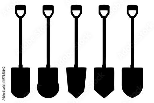 Shovel icon vector, Garden shovel silhouette vector