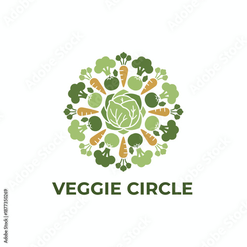 Organic Veggie Circle Healthy Food Logo