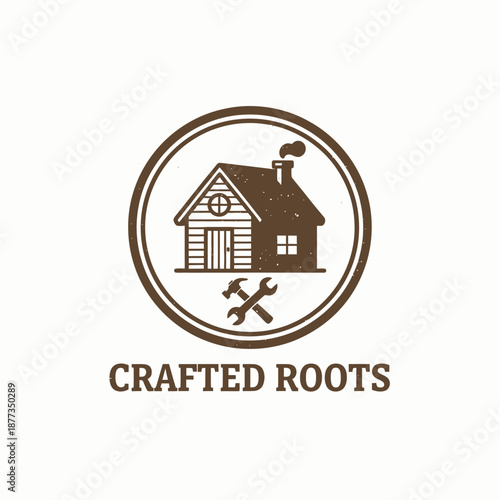 Crafted Roots Woodwork Cabin Logo