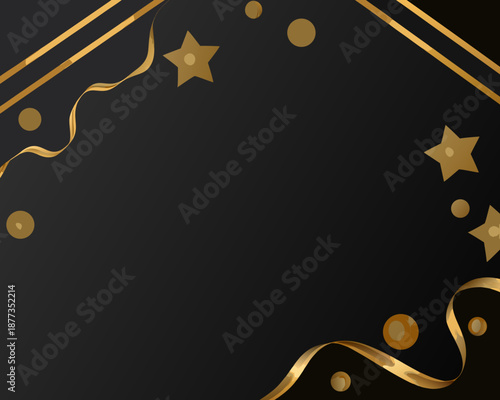 Elegant gold confetti on black background for celebrations