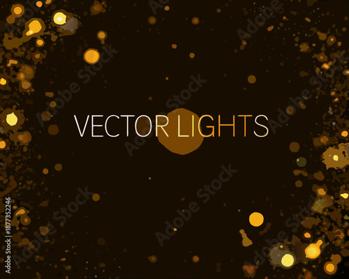 Golden light particles on dark background for creative projects
