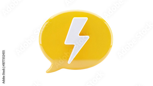 Yellow Speech Bubble with White Lightning Bolt Icon