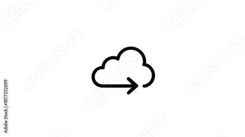 Black cloud icon with an arrow pointing right on a white background, representing data transfer