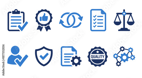 Set of 10 business quality control icons vector