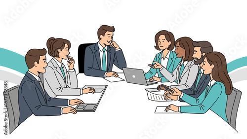 Diverse business team in meeting, brainstorming ideas at conference table