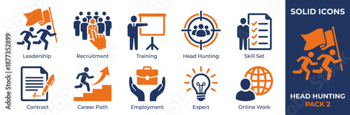 Set of 16 business and employment icons vector