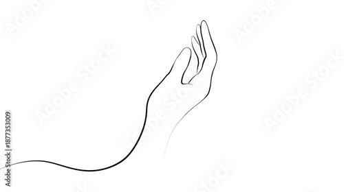 A simple outline of a hand reaching upwards, suggesting giving or receiving against a white background