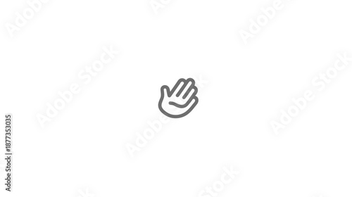 Minimalistic line drawing of an open hand gesture, set against a pristine white background