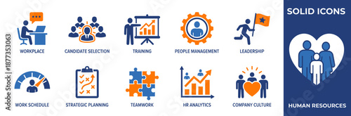 Set of 12 Human Resources icons vector