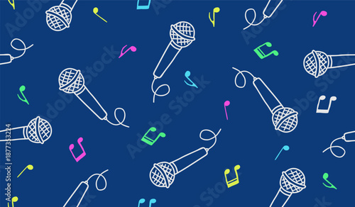 Cute karaoke pattern background vector design