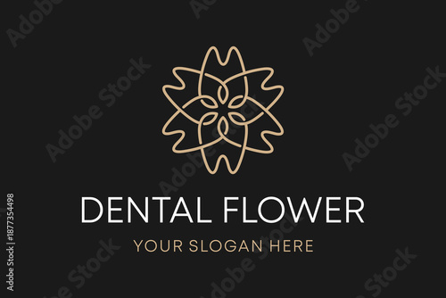 Dental Flower Tooth minimalist Logo Template