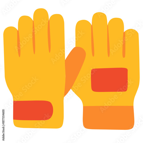 Goalkeeper gloves in yellow and orange for hand protection. Ideal for soccer players, goalkeepers, sports equipment websites, and sportsrelated designs.