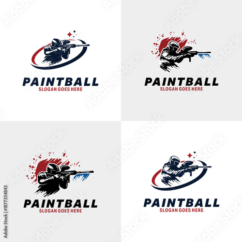 Set of Paintball sport Logo Design Template