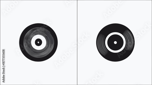 Two-panel image features vinyl records. One has multiple shades of gray, the other a clean graphic